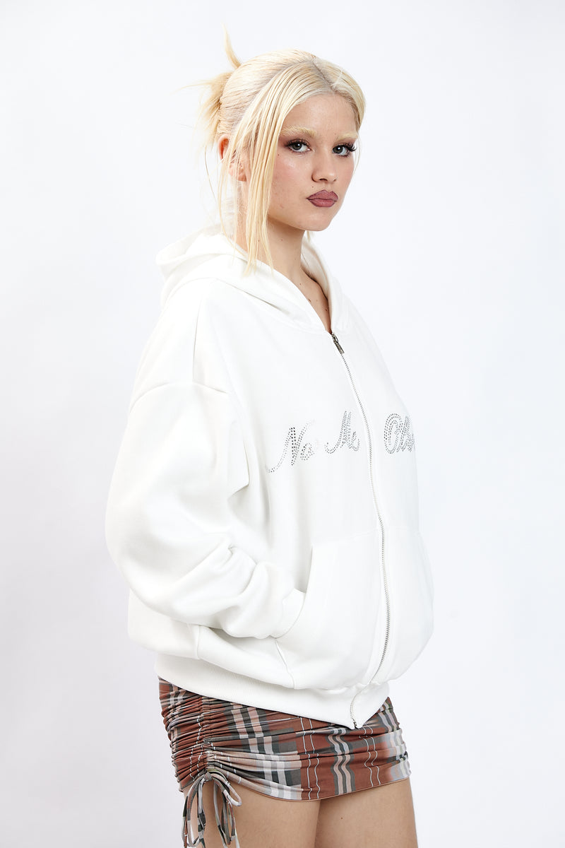 NO ME OLVIDES OFF-WHITE HOODIE STRASS